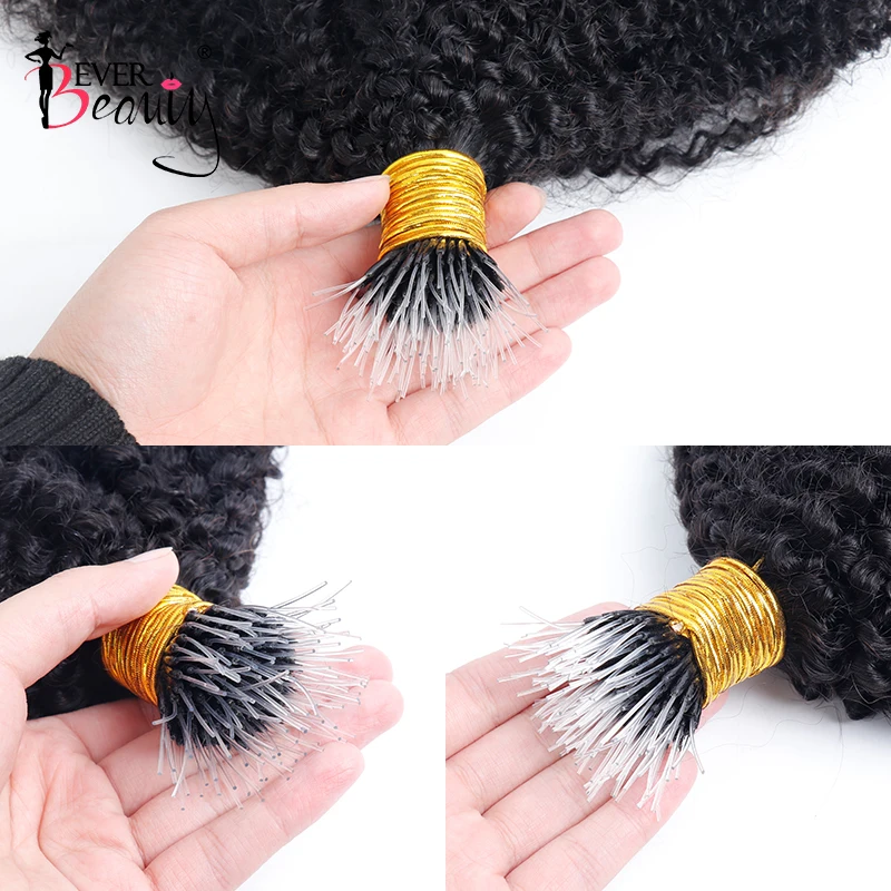 Afro Kinky Krullend F Tips Microlink Human Hair Extensions Bundels Nano Ringen Hair Plastic Fearther F Tips Ik Tip Voor zwarte Vrouwen