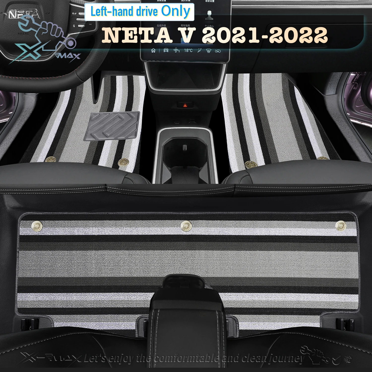 Left-hand Drive Car Floor Mat For NETA V 2021-2022 Full Surround Foot Mat Automotive Floor Mat Floor Liner Water-proof Mat