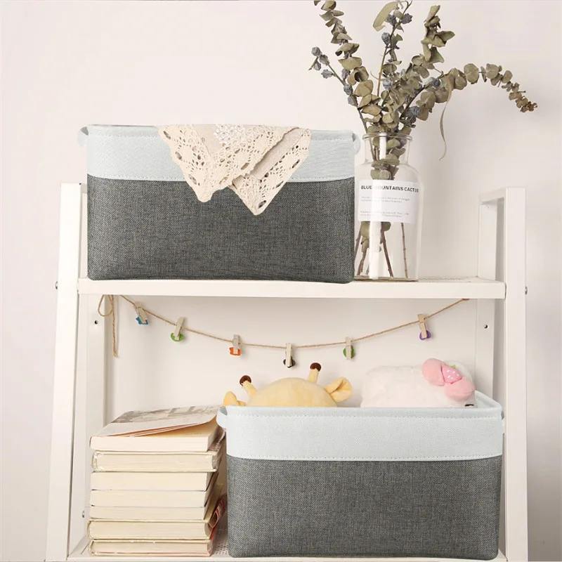 Uncovered Cotton and Linen Cloth Storage Basket, Foldable and Finishing, Cross-Border, Large-Capacity Fabric, Waterproof