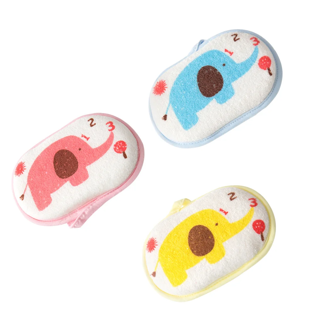 3 قطع من إسفنجة حمام الأطفال الكرتونية الناعمة المريحة، أزرق أصفر وردي، متين للاستخدام على المدى الطويل #6