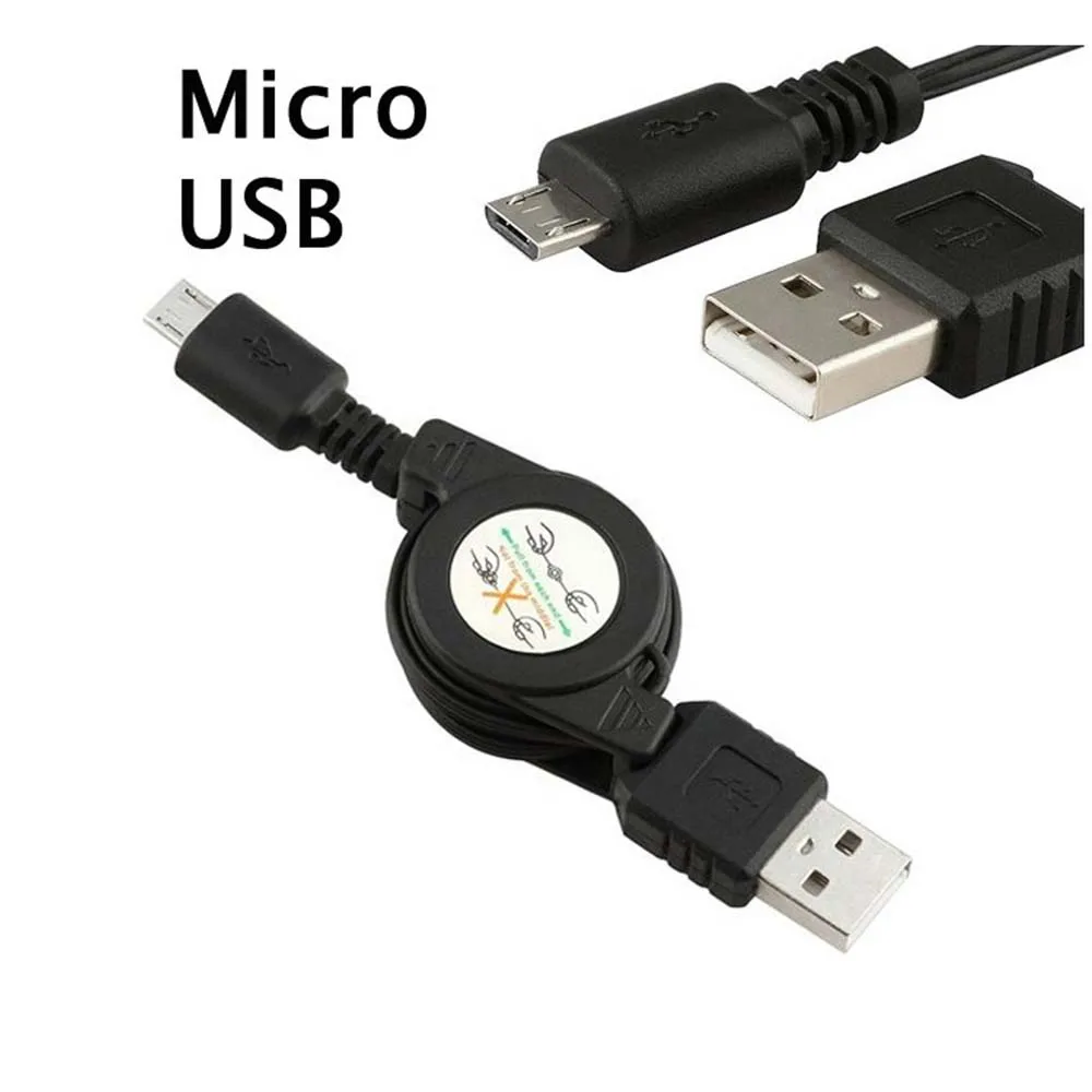 Micro USB 2.0 Cable Retractable Data Sync Charger Cord for All Android Phone Pad Cell Camera  Mp3 Mp4 Stoage Robot Vr