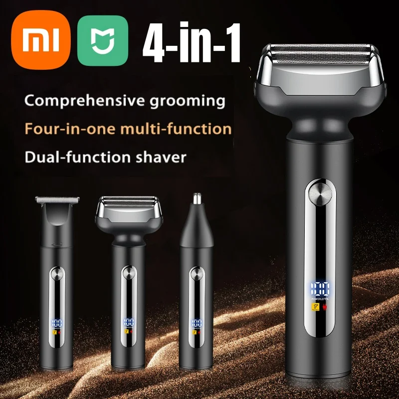 

Электробритва Xiaomi 3-в-1 для мужчин, портативный цифровой дисплей, быстрая зарядка, триммер для лица и носа, многофункциональная бритва в комплекте