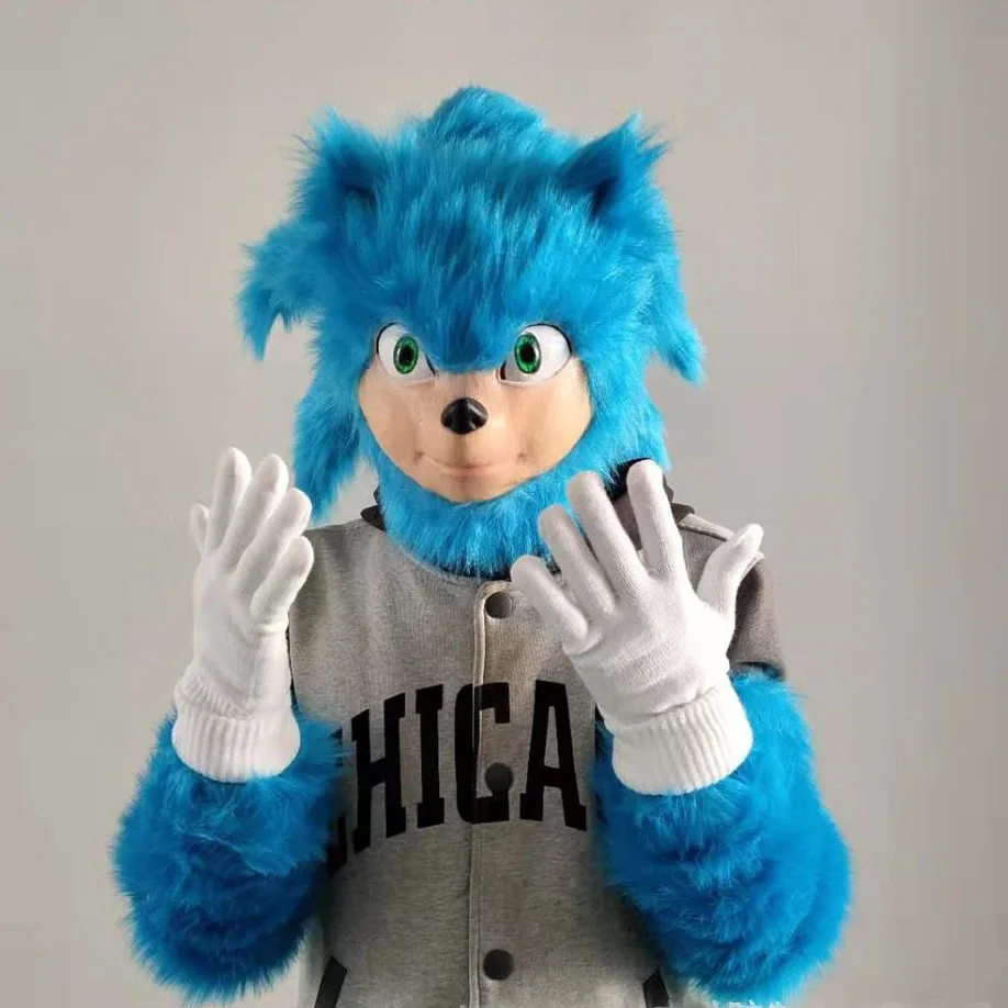 

Super Sonic Hoodie Plush Mask Knuckles the Echidna Cat Tails Headgear Party Performance Hedgehog Mask Costume Prop Gifts
