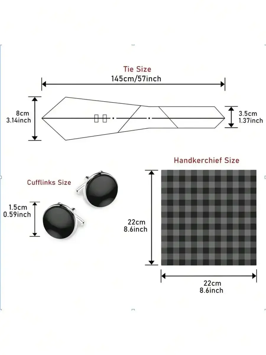 

Mens Neck Tie Pocket Square And Cufflinks Set Business Office Wedding Gift