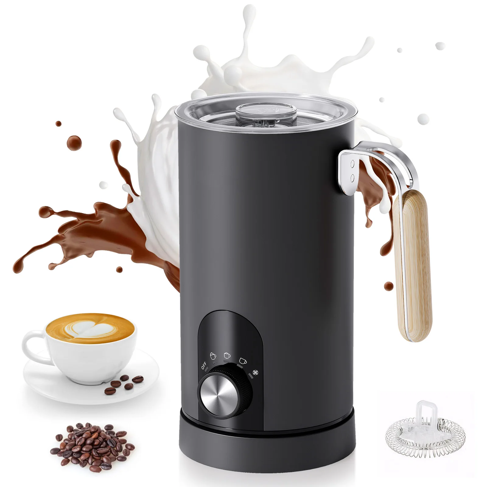 5-in-1 Milchaufschäumer Elektrische Milchschaummaschine Automatischer Milchaufschäumer Elektrischer Milchschäumer Schaumerzeuger für Cappuccino Sahne Ei – Detail 2