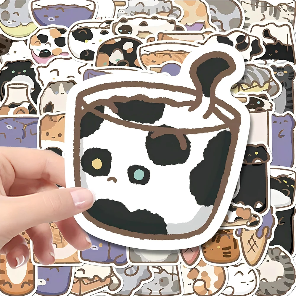 10/30/68pcs Creatieve Cartoon Vloeibare Kat Stickers Leuk Katje Abstract Sticker voor Koffer Briefpapier Bagage Decoratie sticker