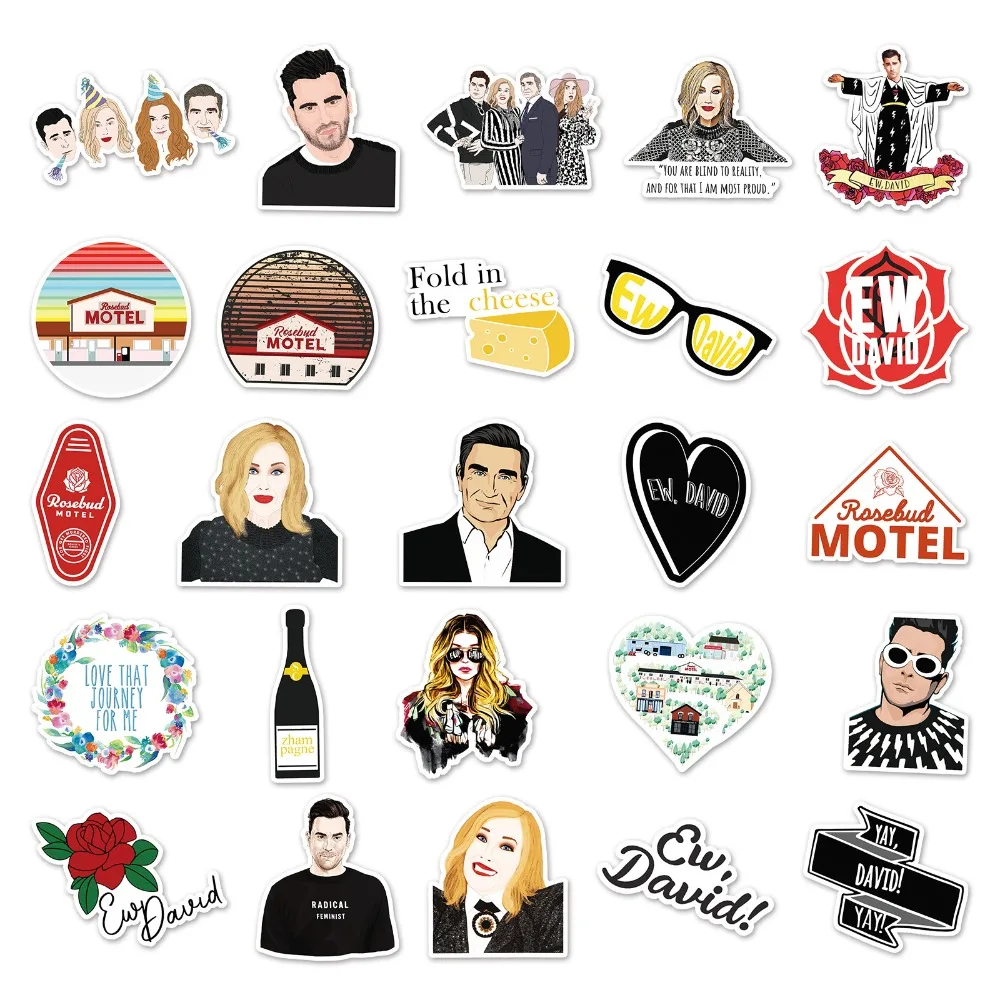 50 قطعة المسلسل التلفزيوني Schitt's Creek الكتابة على الجدران ملصقات حقيبة القرطاسية الكمبيوتر المحمول الغيتار هاتف محمول لتقوم بها بنفسك تزيين الشارات