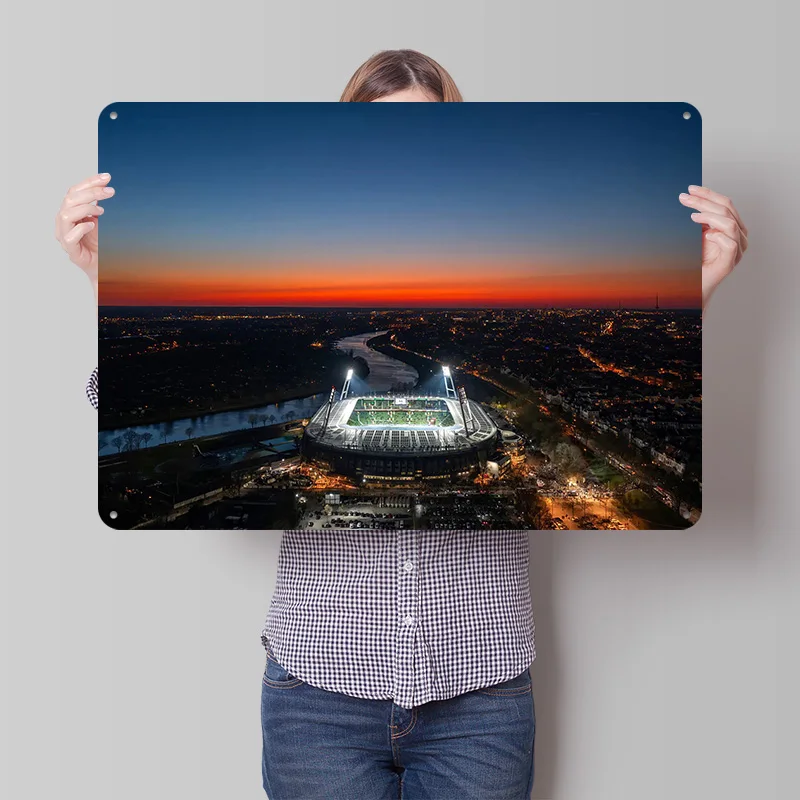 Werder Bremen Stadion Personalisiertes 3D Strukturiertes Metallposter Wandkunst Vintage Blechschilder für Wohnzimmer Dekoration Schlafzimmer