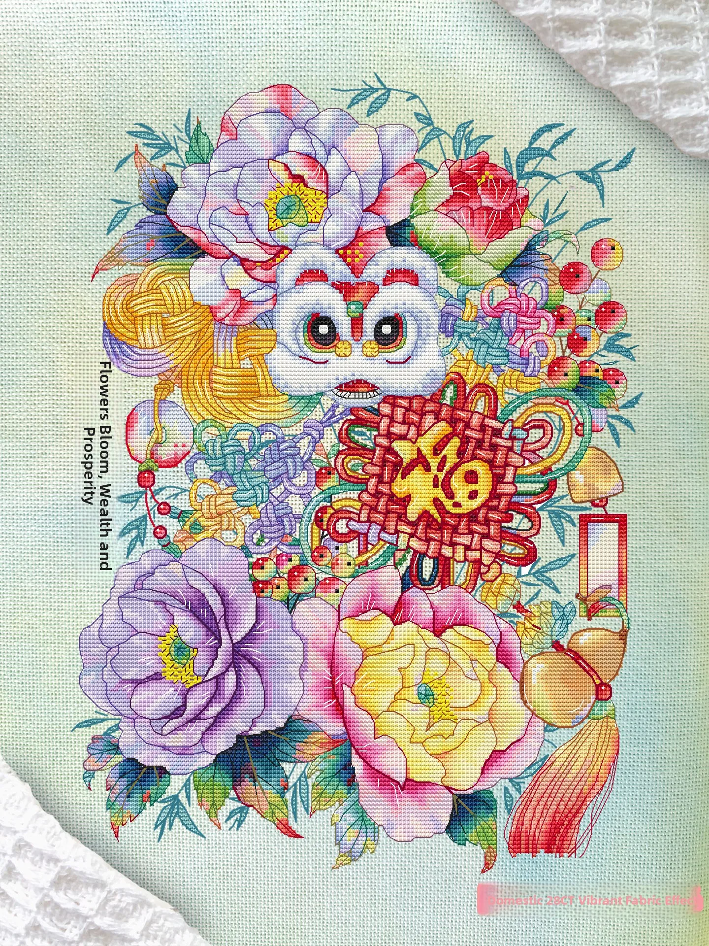

Original New Year Cross Stitch Kit Small Living Room Cotton Fabric Embroidery DIY Thread Peony Flower Traditional Chinese Style