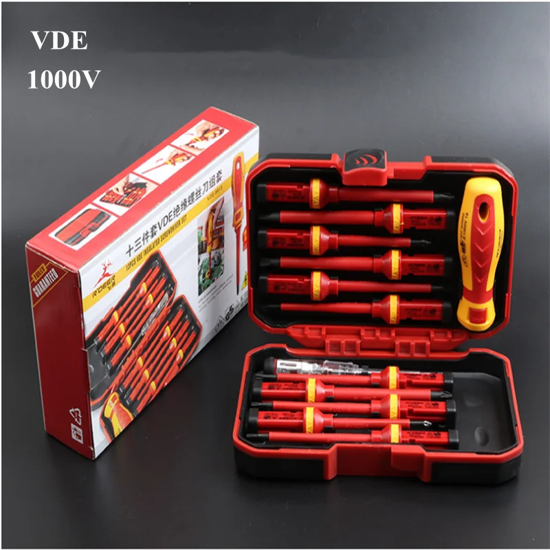 

One Word Cross Electrician Insulated Screwdriver Set German VDE High Resistance 1000V Flattened Screwdriver Insulated Pliers