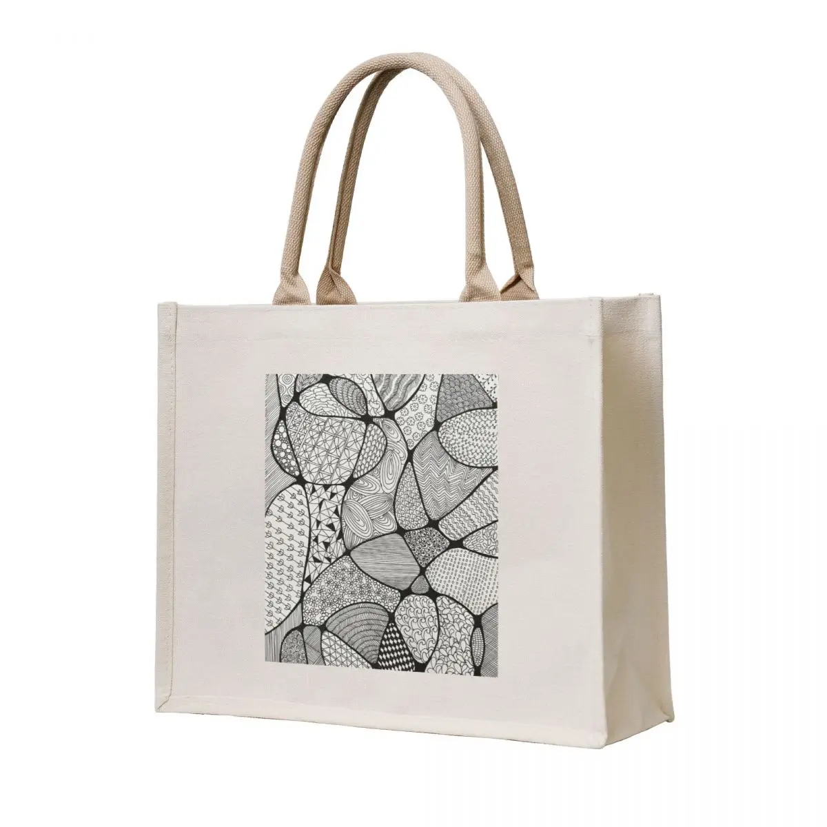

Doodle Art Monochrome Tote Bag Women's beach bags woman shopping bag Canvas shoulder bag Customizable tote