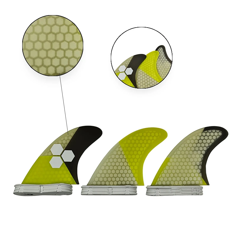 

Surf Board Fins G5/G7 Yellow Honeycomb Surf Fins Good Quality 3pcs per set Surfing Accessories M/L Size Paddleboard