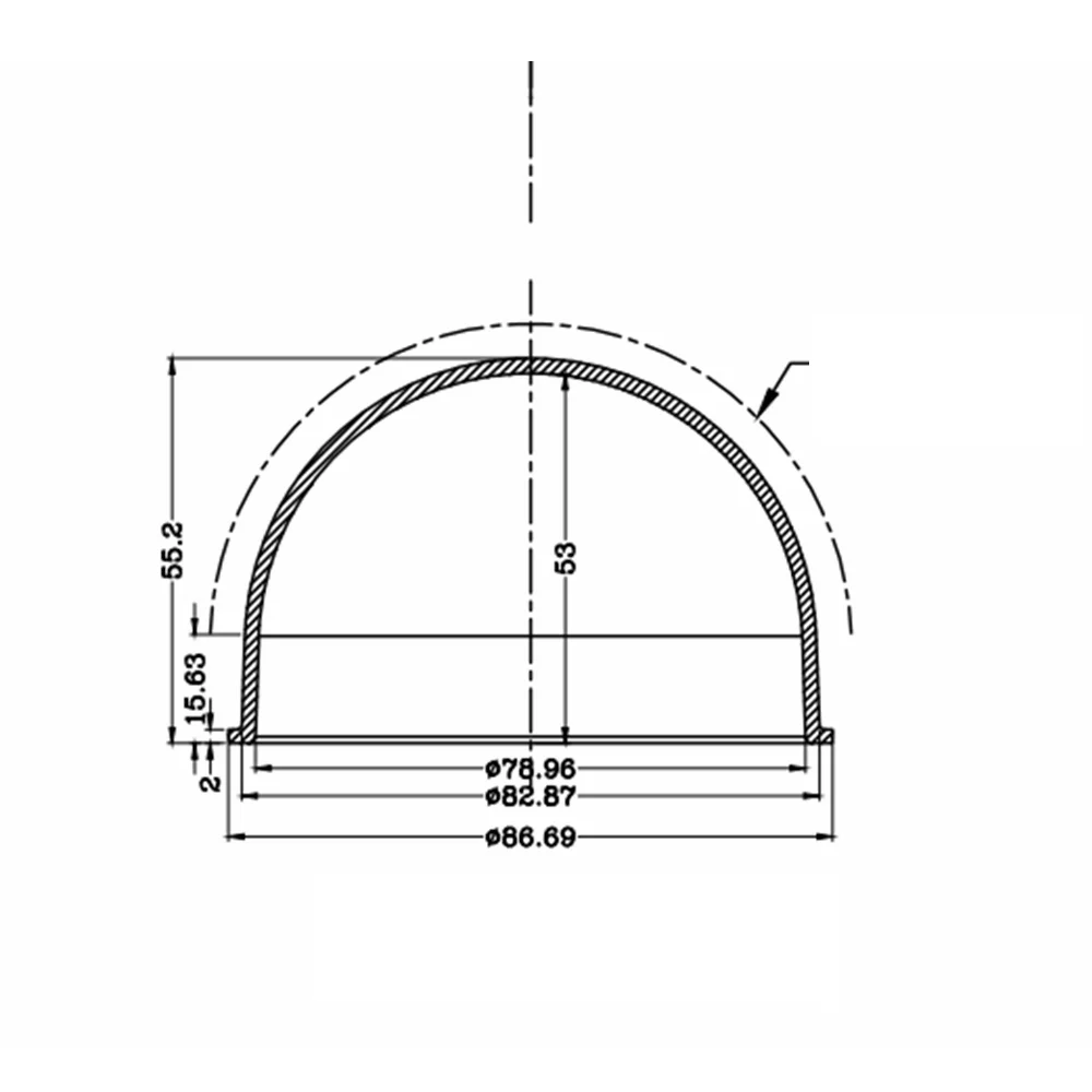 Cubierta de cúpula acrílica, versión elevada de 3,4 pulgadas, adecuada para varias marcas como Hikvision y Dahua, con tamaño de 86,7x55,2mm