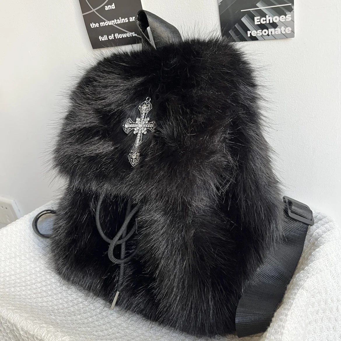 Y2K تصميم مشعر فتاة حار على ظهره القوطية الصليب أفخم المرأة على ظهره Рুকكازيكولسكي Жénskiи حقيبة المدرسة Рুকস্যাক