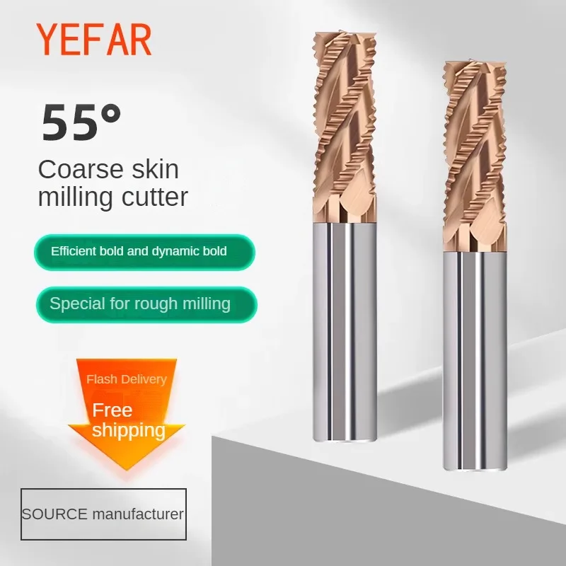 55 degree tungsten steel rough skin milling cutter wave edge milling cutter corn milling cutter extended coating open coarse