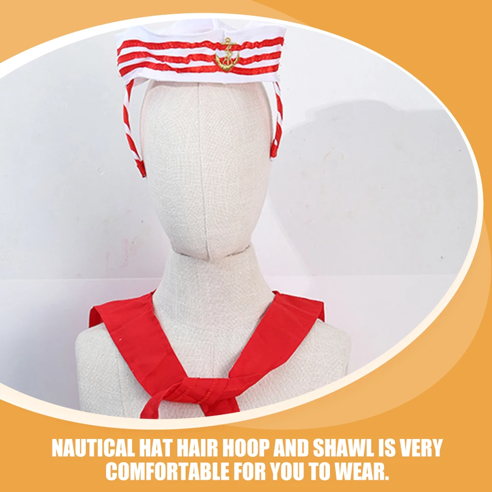 

1 set Captain Hat Headband Sailor Cosplay Costume Nautical Party Hair Hoop Shawl Accessories Festival Role Play Props Halloween