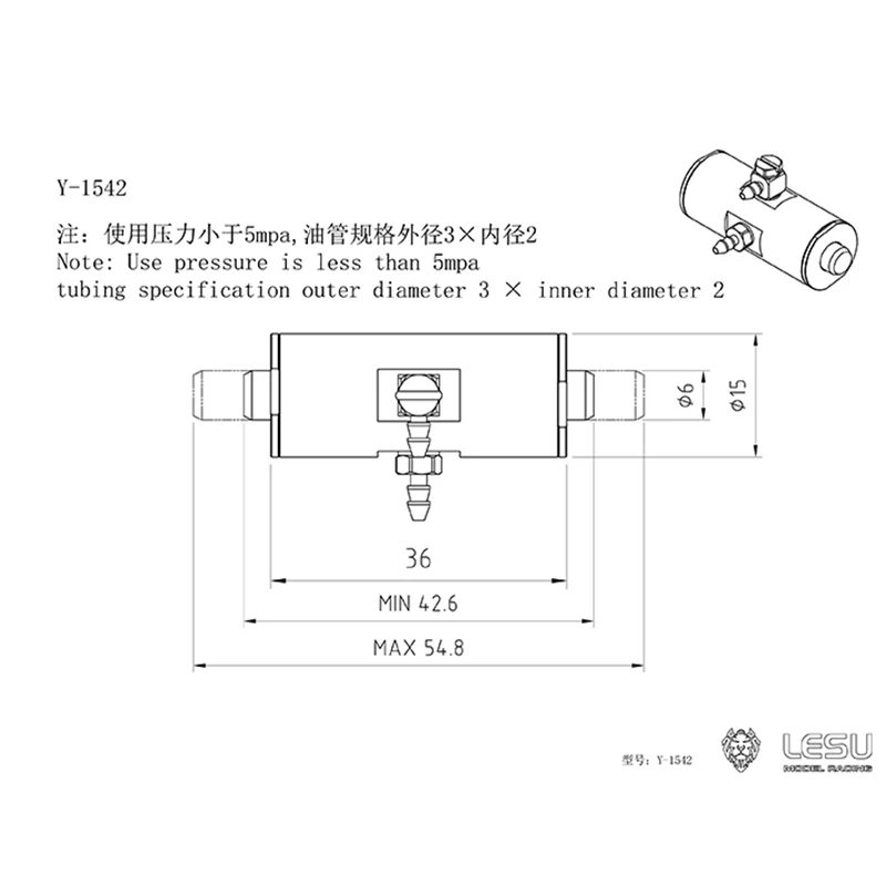 Lesu Metal Quick Detachable Cylinder For 1/14 Rc Hydraulic Carter C374 Excavator Outdoor Toys TH16932