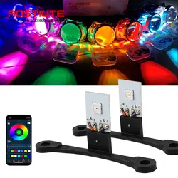 2 in 1 RGB Car Demon Eye Headlights with App Control  Devil Eyes Halo Rings 2.5 3.0 Inch Projector Lens Retrofit Car Accessories