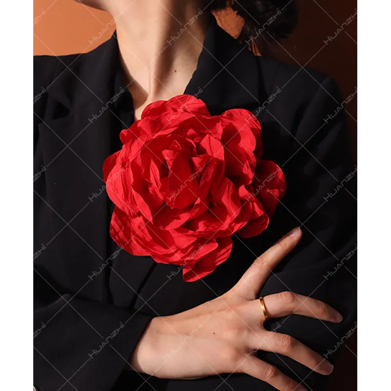 16CM Personality Exaggerated Elegant Big Flower Brooch for Women Girl  Dinner Dress Pin Wedding Host Suit Corsage HUANZHI 2024