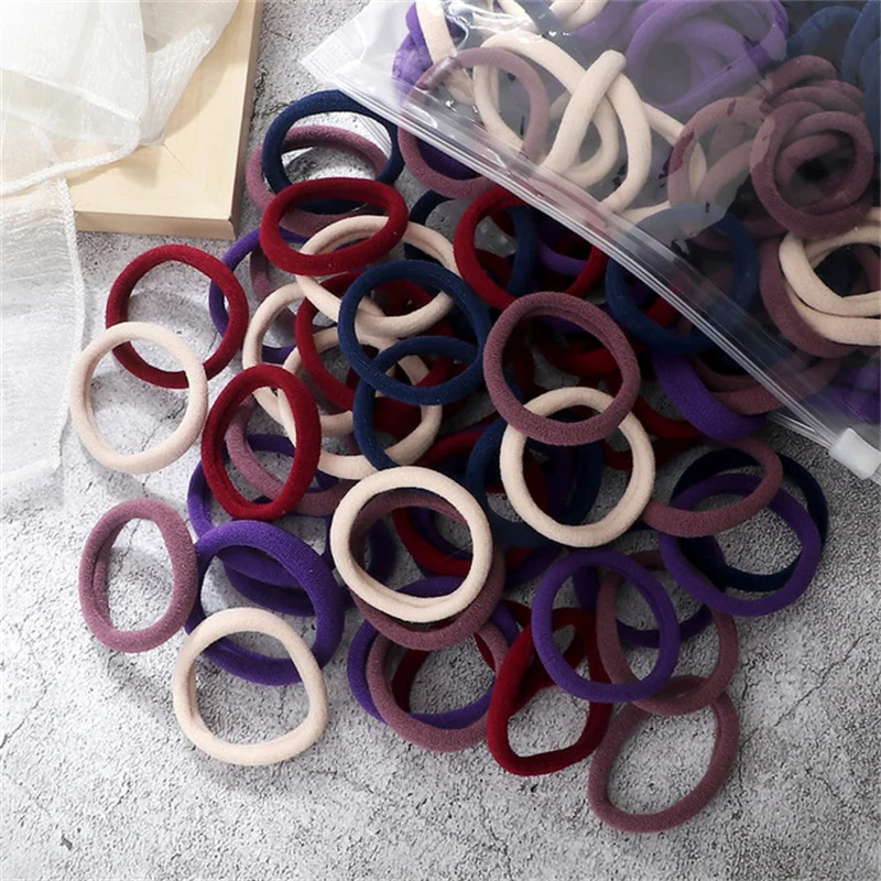 50 teile/satz Verpackung Frauen Mädchen Haar Bands Einfache Feste Farben Elastische Stirnband Haar Seile Krawatten Haar Zubehör Pferdeschwanz Halter