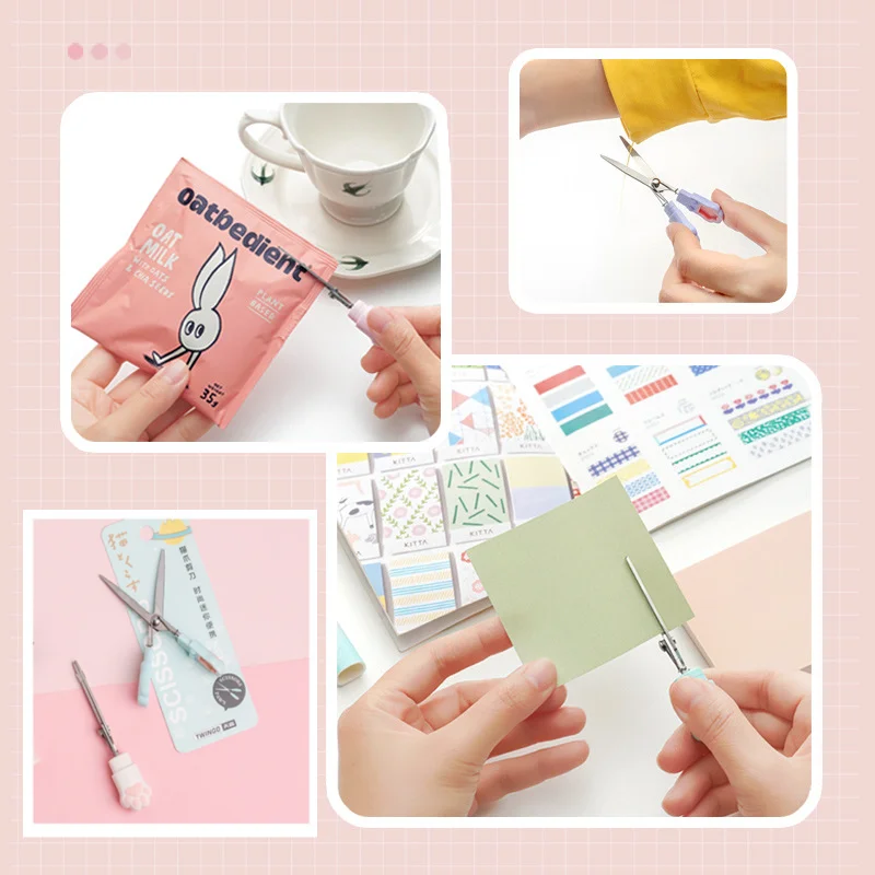4 Colors Cute Cat Claw Scissors Paper Cutting Tools for Student Convenient Hand Account Making Stationery Scissors Supplies
