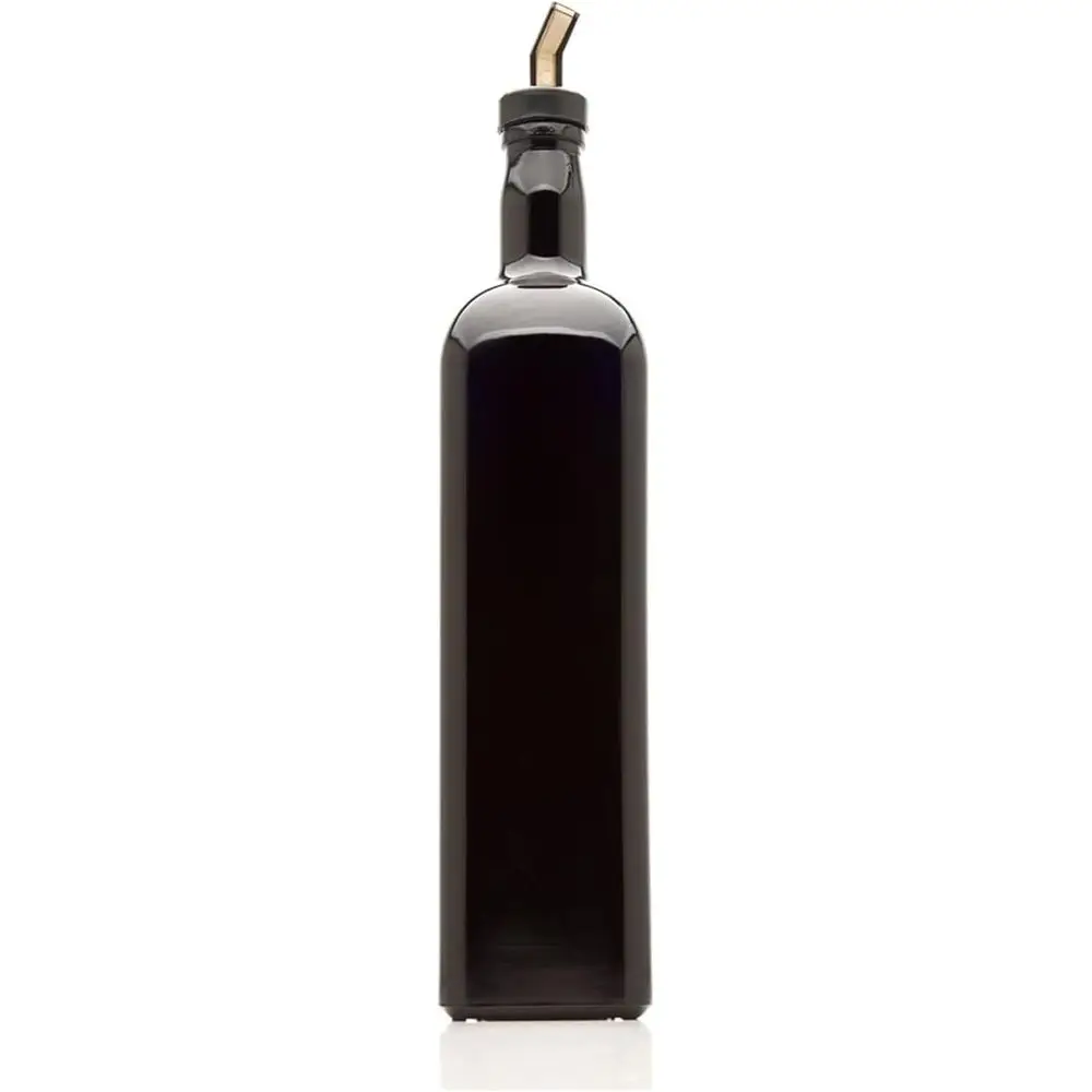 

1L Ultraviolet Square Glass Oil Bottle with Plastic Pour Spout, Airtight Cruet for Cooking Oil, Vinegar, and Olive Oil, 3-Pack K
