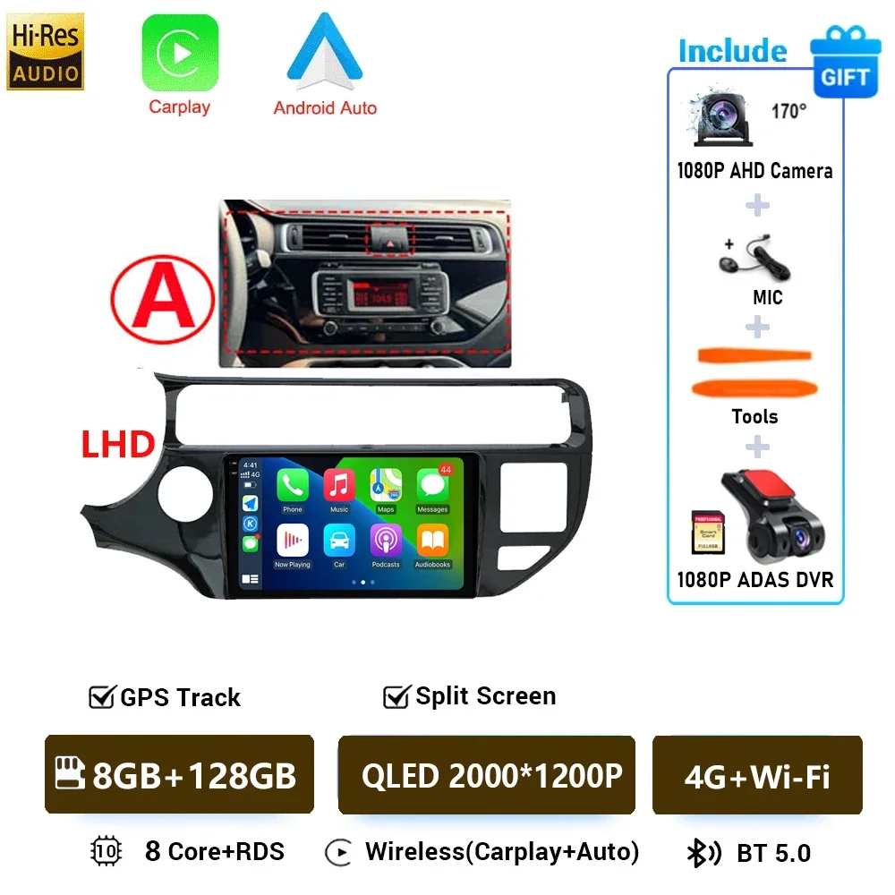 Android 16 Autoradio voor KIA K3 RIO 2011 2012 2013 2014 2015 Multimedia Speler 2 Din Carplay Stereo GPS Wifi DVD Luidsprekers 4G