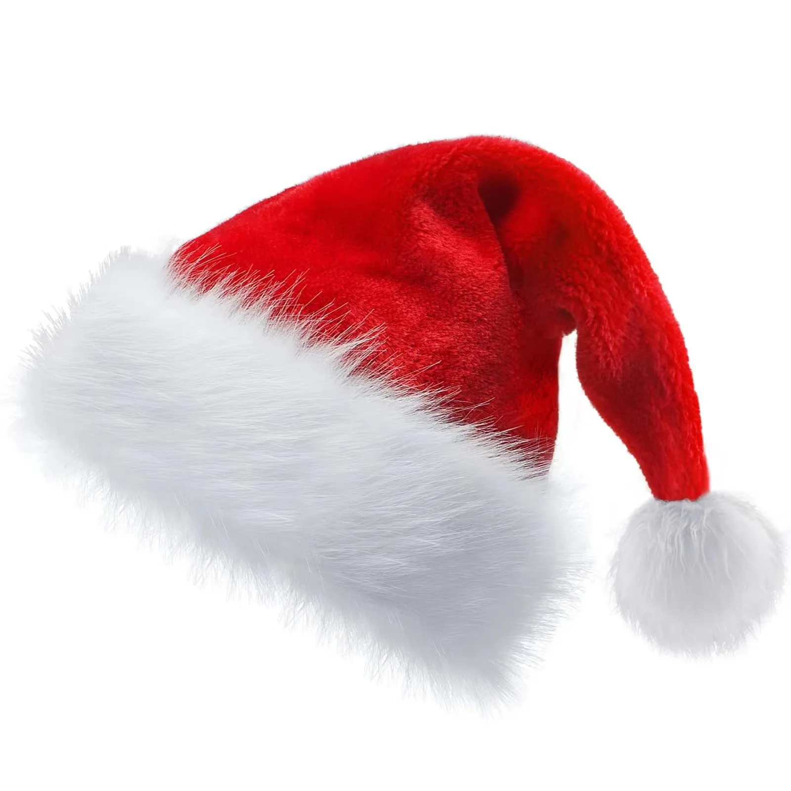 Christmas high grade plush  big ball short plush  Santa Claus hat