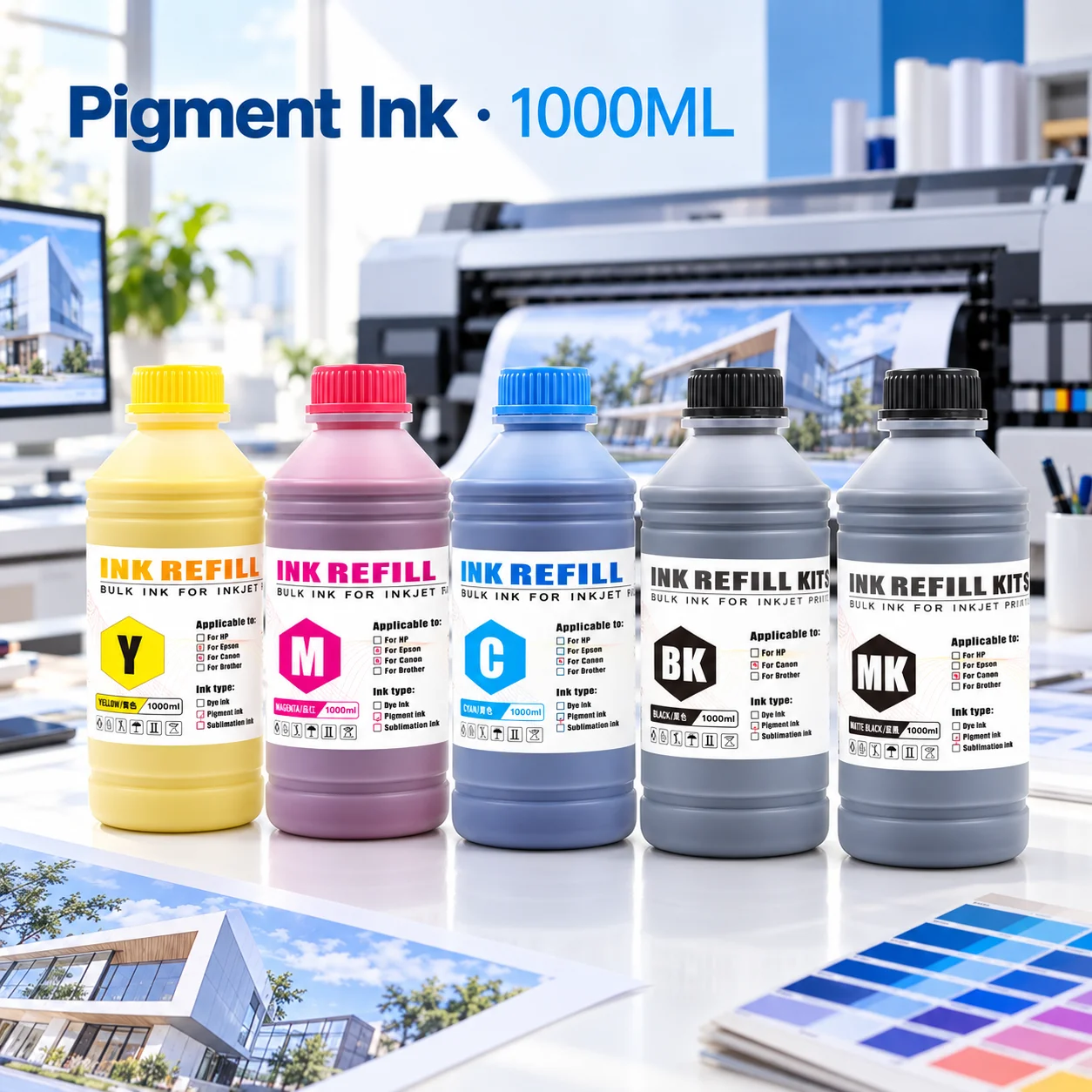 1000ml PFI-120 PFI120 320 Pigment Ink For Canon TM-305 TM-355 TM-350 TM-250 TM-200 TM-205 TM-300 Printer 5 Colors BK C M Y MBK