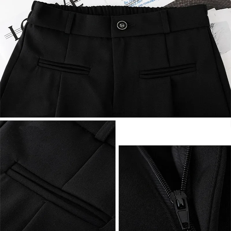 Calça feminina de cintura alta de perna larga, calça casual feminina de botões, moda coreana, solta, reta, primavera, outono, 2022