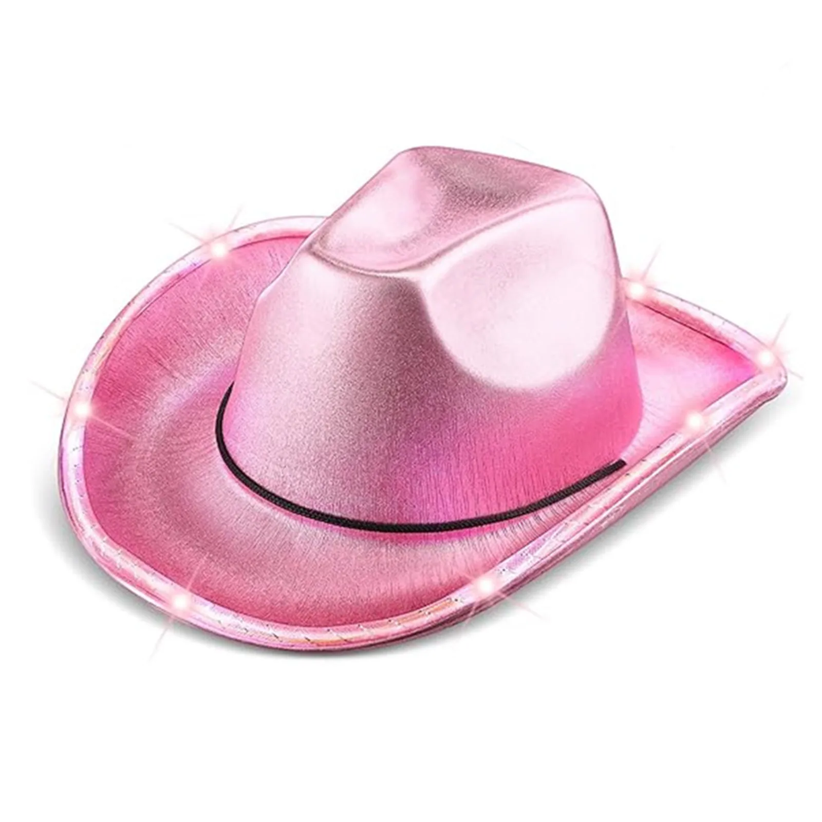 

1 шт., унисекс, для женщин и мужчин, с широкими полями, позолоченная ткань на Хэллоуин, ковбойская шляпа с подсветкой, аксессуар для костюма, вечерние принадлежности для маскарада