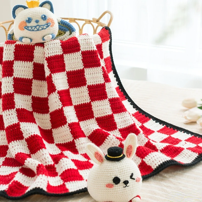 Susan's Family DIY Crochet Kit Cute Kitten Bunny Blanket Material Package Crochet Blanket Kit Handmade Kids Gift