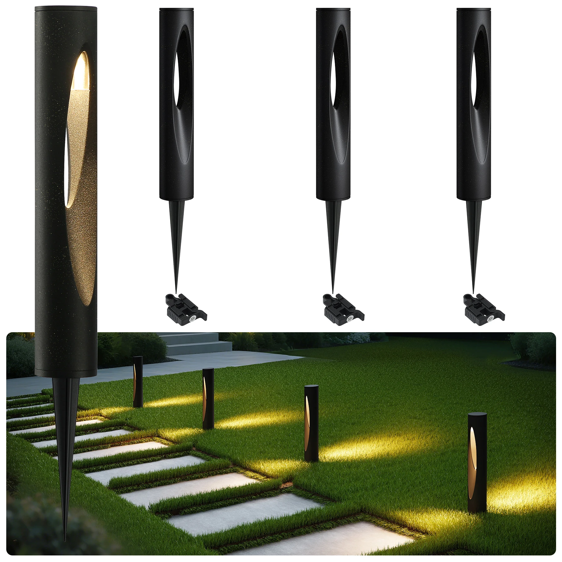 

Tribesigns 4-Pack Low Voltage Landscape Lights, 4.8W LED Pathway Lights, 3000K Outdoor Landscape Lighting for Walkway, Garden