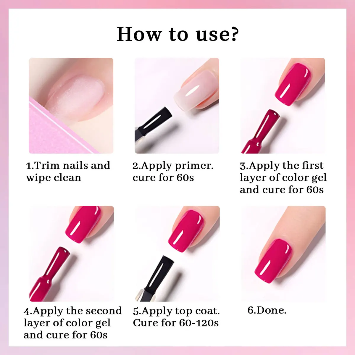 Zestaw 6 kolorowych lakierów hybrydowych VOKY, domowy preparat do zmywania lakierów hybrydowych LED, prezent dla miłośników zdobienia paznokci.