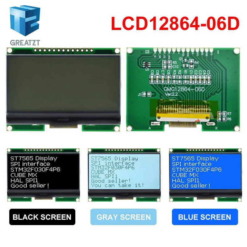 

TZT Lcd12864 12864-06D, 12864, LCD Module, COG, With Chinese Font, Dot Matrix Screen, SPI Interface