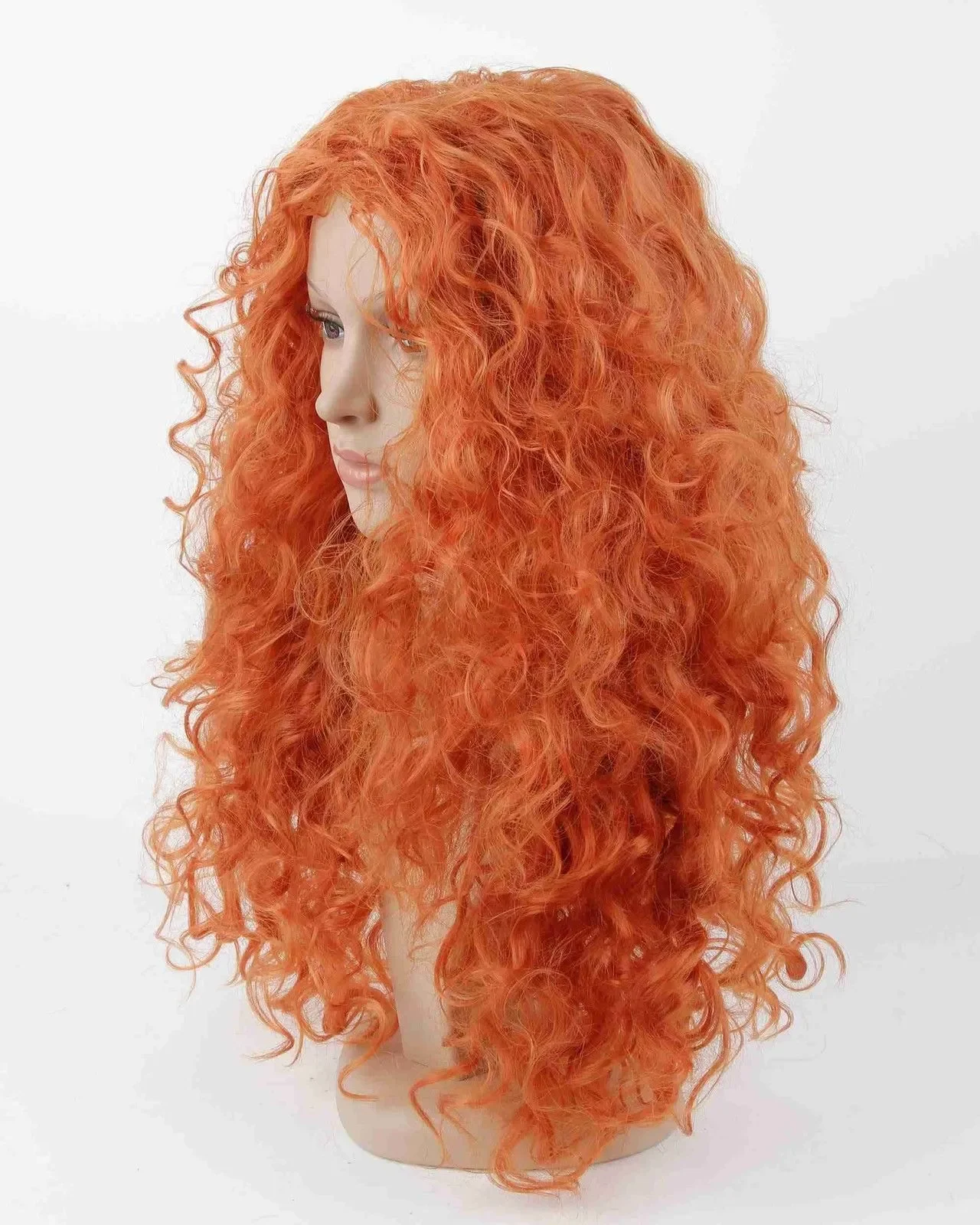 

New Hot Brave Merida Curly Orange Hair Cosplay Party Long Wig Costume Wigs