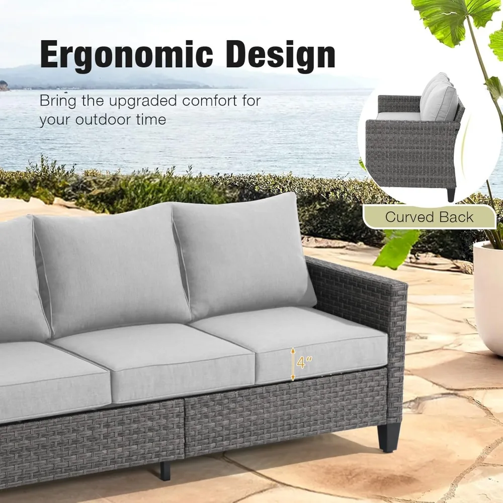 Patio Furniture Set 6-pcs Outdoor Furniture Conversation Sets with Lift DiningPatio Furniture Outdoor Couch Grey Rattan Light