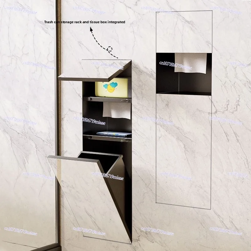 الفولاذ المقاوم للصدأ المخفية سلة المهملات الأنسجة مربع المتخصصة المرحاض المرحاض جزءا لا يتجزأ من خزانة معدنية