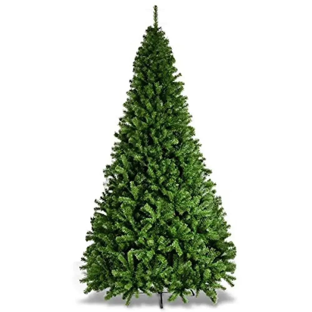 9FT Green Hinged PVC Christmas Tree Metal Stand Easy Assembly Attractive Appearance Eye-Catching Holiday Decor Unlit Full Tree