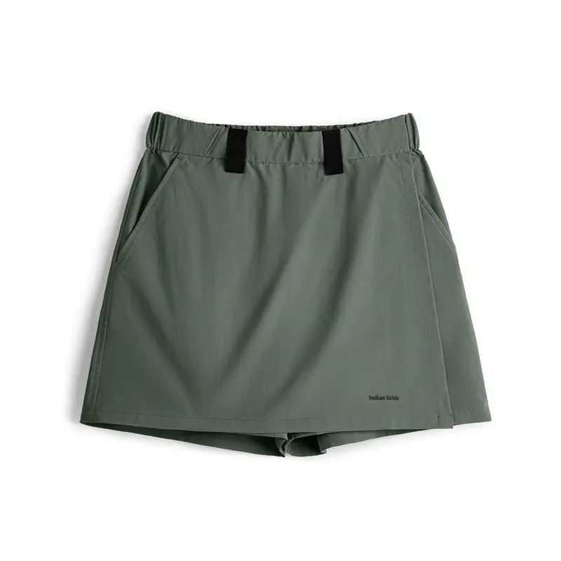 Women's Lightweight Hiking Skort Shorts - Green A-Line with Elastic Waist