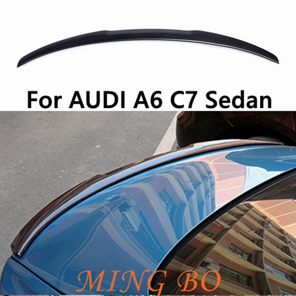 

For AUDI A6 C7 Sedan M Style Carbon Fiber FRP unpainted glossy black Forged carbon Rear Spoiler 2012-2016 Trunk Wing