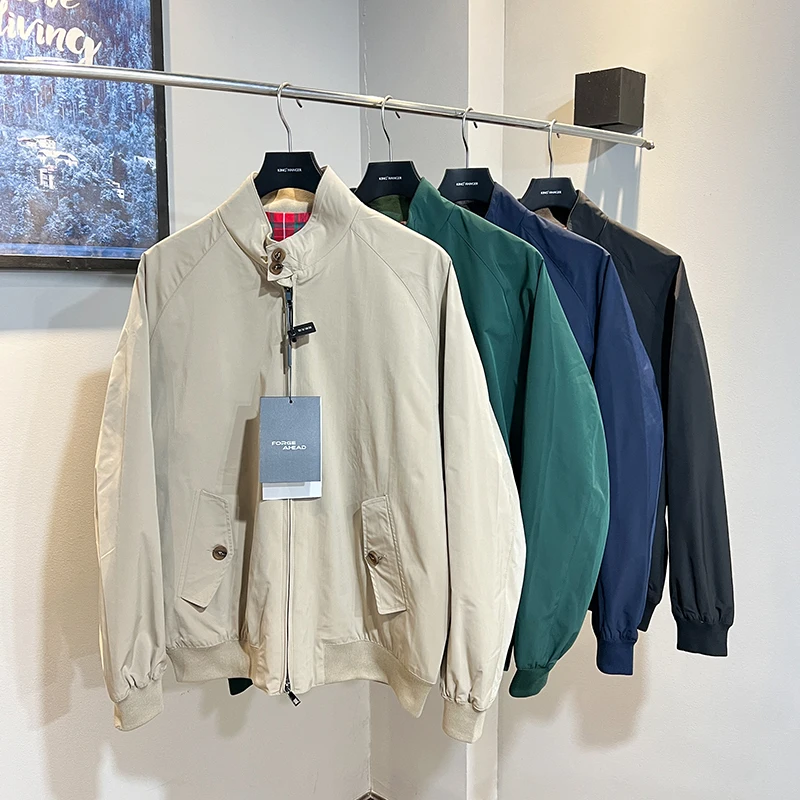 

G9 Harrington Thin Jaet Classic Casual Plaid Pattern Men's Women's Spring Autumn Lightweight Outerwear Stand Fit Long Sl...