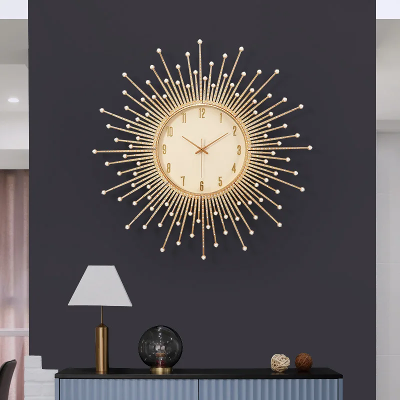 Light luxury, gold plated, wall clock, modern, simple, decorative table, porch, home