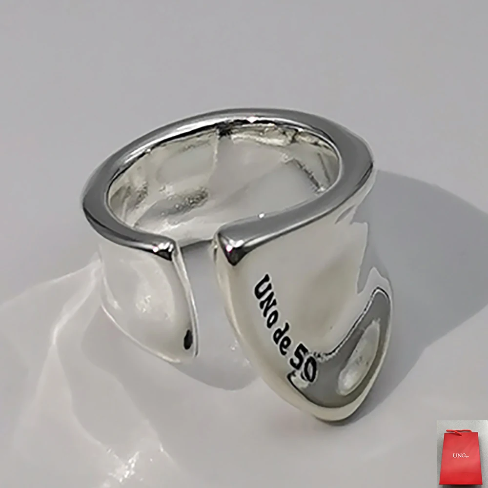 2024 Spain's new niche neutral cool style silver geometric open ring for couples accessories holiday gifts