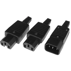 IEC Straight Cable Plug Connector C13 C14 C15 10A 250V Black female&male Plug Rewirable Power Connector 3 pin AC Socket
