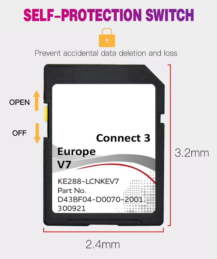 Europa Alemanha para Nissan C3V7 Navegação SD MAP Card 16GB Connect3 Versão de atualização