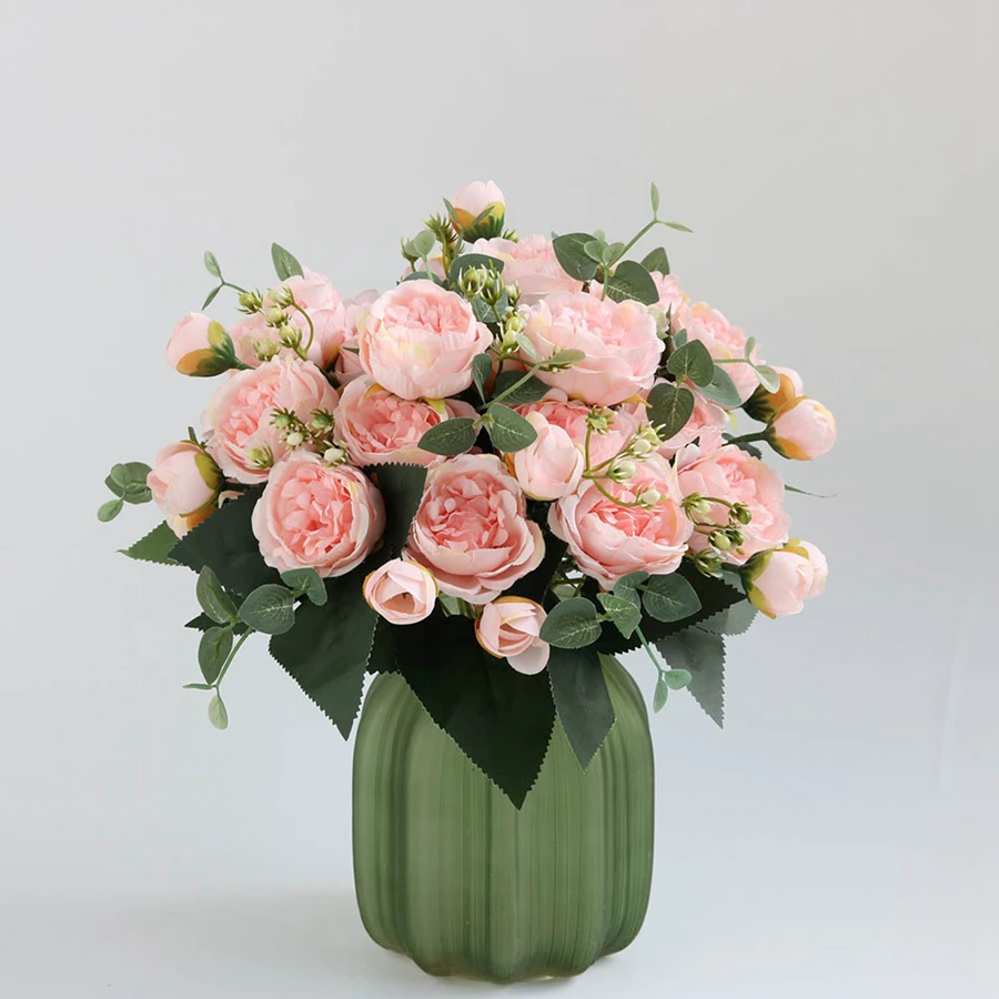 3-teiliges Set Künstliche Blumen aus Seidenrose und Pfingstrose für Außenbereich, Garten, Hochzeit, Kranz, Brautstrauß, Festdekoration, Heimdekoration, Tischdekoration, DIY-Vase, Geschenk – Detail 10