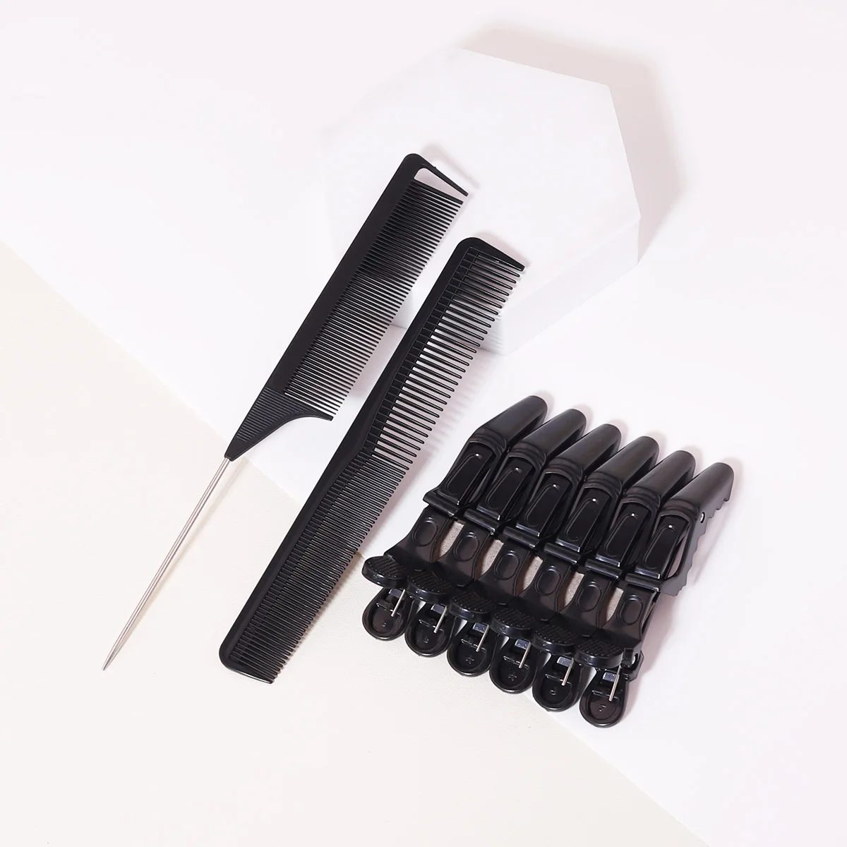 8pcs Hair Comb Set - Hair Tip Comb, Double sided Hair Comb, Crocodile Clip, Hair Salon Tools, special for real hair wigs