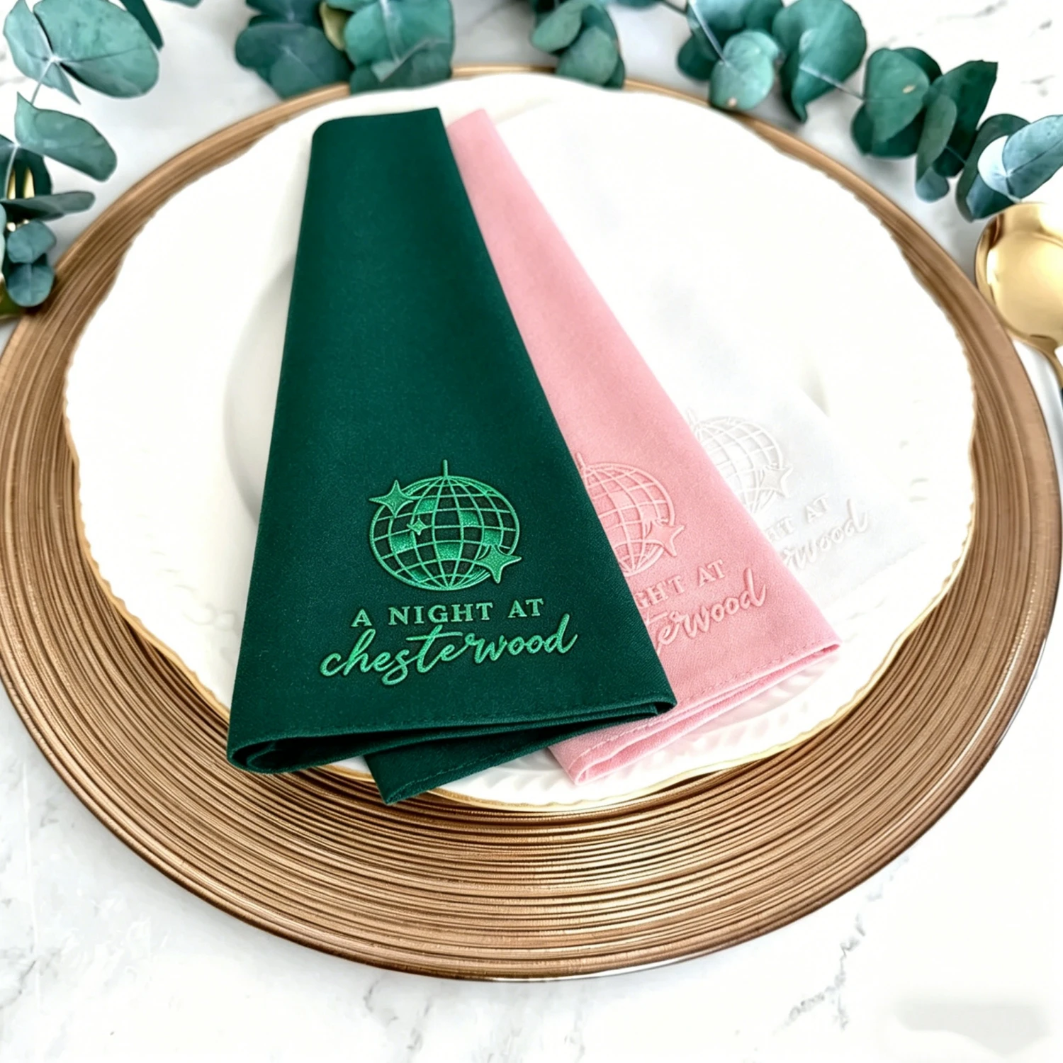 

Sheepsew Disposable Wedding Napkins 100pcs Gold Foil Printed Linen Like Personalized