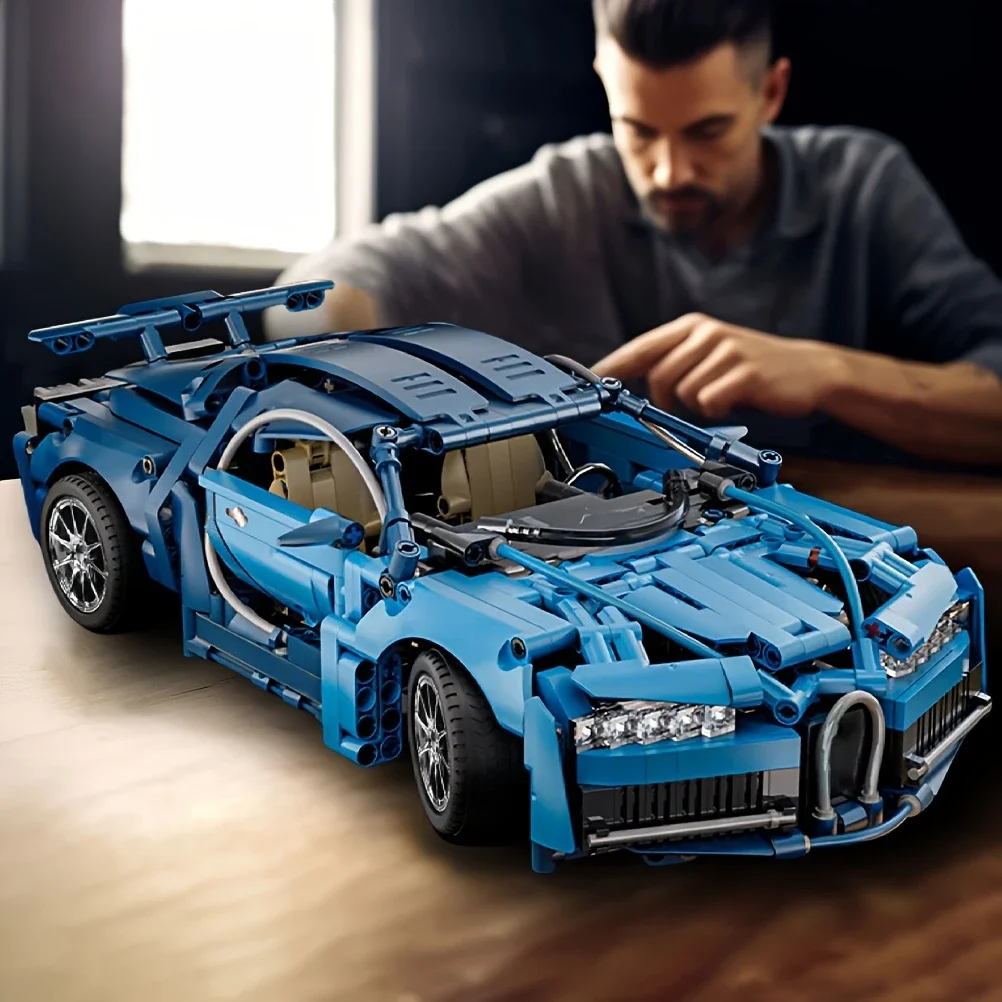 1690-delig blauw sportwagenspeelgoedmodel - modeontwerp, cultiveer creativiteit en hands-on vermogen, geschikt voor dagelijks entertainment en kerstcadeaus